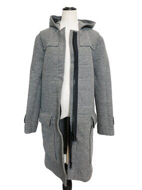 CELINE PHOEBE PHILO Gray Wool Hooded Zip Up Coat 34 / 2